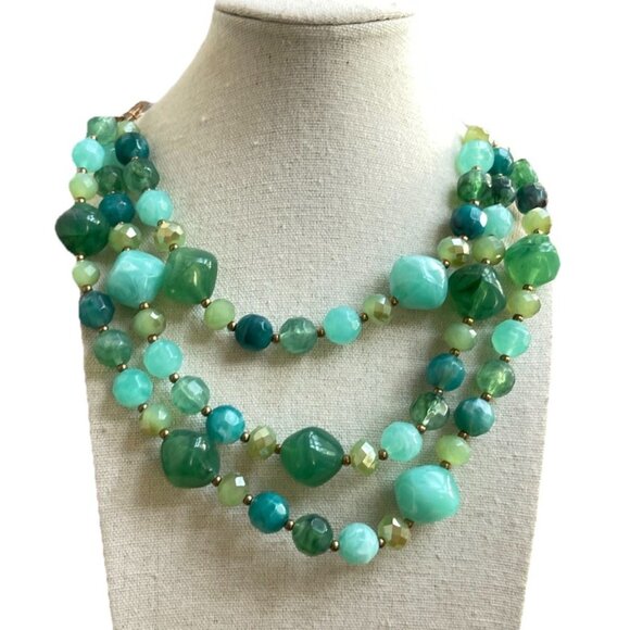 Vintage Green Round Beads Necklace Elegant Fashion Jewelry for Women’s Sz 21” - Picture 1 of 14